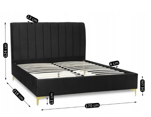 Ліжко двоспальне оксамитове MEBEL ELITE MARCELO Velvet 160x200 см чорний