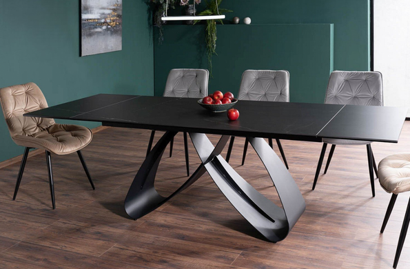 Стіл SAMANTA 160(240)X90 см Чорний Мармур / Чорний мат SIGNAL