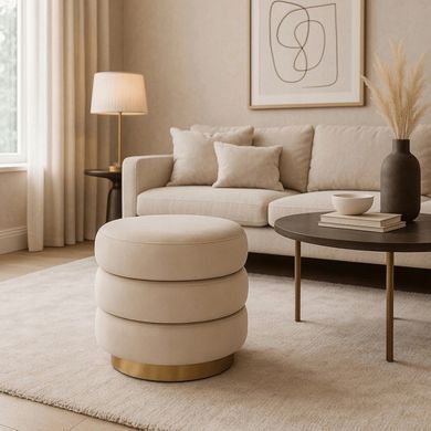 Пуф MEBEL ELITE AURA Welur Крем