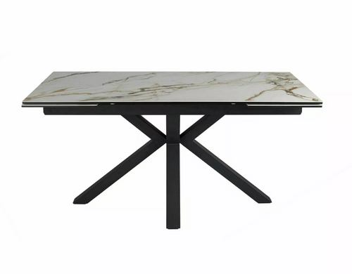 Стол обеденный Columbus Ceramic AMBER BIANCO 160(240)X90 см Белый Мат / Черный мат