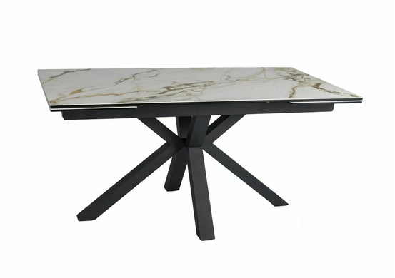 Стол обеденный Columbus Ceramic AMBER BIANCO 160(240)X90 см Белый Мат / Черный мат