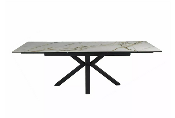 Стол обеденный Columbus Ceramic AMBER BIANCO 160(240)X90 см Белый Мат / Черный мат