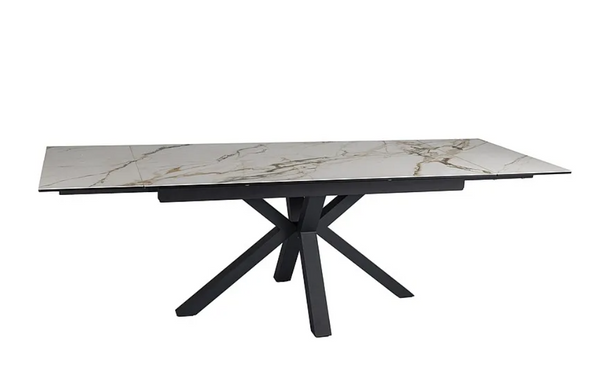 Стол обеденный Columbus Ceramic AMBER BIANCO 160(240)X90 см Белый Мат / Черный мат