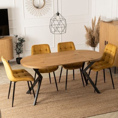 Розкладний обідній стіл MEBEL ELITE DORIAN 80(160)*80 Дуб золотий/Чорний