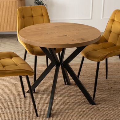Розкладний обідній стіл MEBEL ELITE DORIAN 80(160)*80 Дуб золотий/Чорний