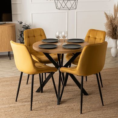 Розкладний обідній стіл MEBEL ELITE DORIAN 80(160)*80 Дуб золотий/Чорний