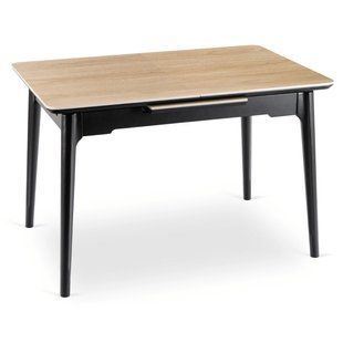 Розкладний обідній стіл MEBEL ELITE SAMER 120(160)*80 см Дуб золотий/Чорний