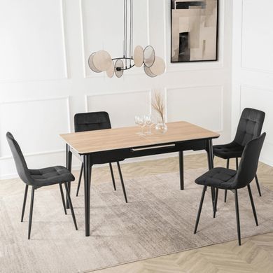 Розкладний обідній стіл MEBEL ELITE SAMER 120(160)*80 см Дуб золотий/Чорний
