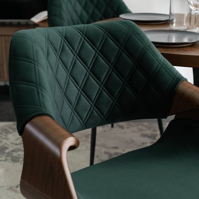 Стул бархатный MEBEL ELITE DAKOTA Velvet Зеленый / Орех