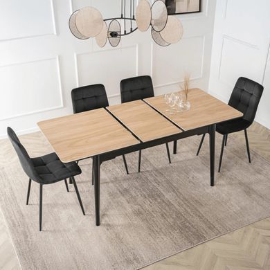 Розкладний обідній стіл MEBEL ELITE SAMER 120(160)*80 см Дуб золотий/Чорний