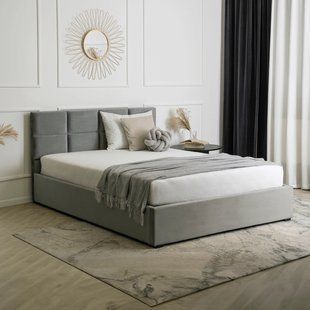 Ліжко MEBEL ELITE MANDA Welur 140x200 см Сірий