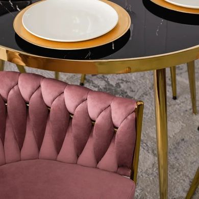 Стул бархатный MEBEL ELITE CAPRI Velvet Розовый / Золотой