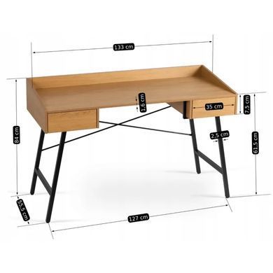 Письменный стол MEBEL ELITE ICE 133 см Золотой дуб / Черный