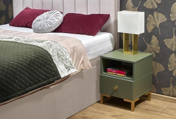 Прикроватная тумба Silvia Зелений / Золото HALMAR