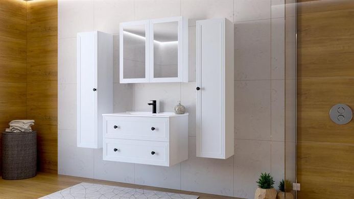 Шкаф настенный с зеркалом TORETO 70x80/2D Белый HALMAR