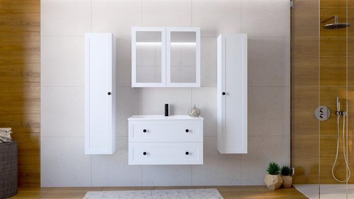Шкаф настенный с зеркалом TORETO 70x80/2D Белый HALMAR
